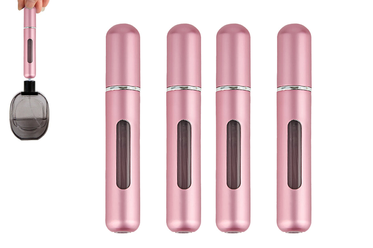 4pcs Mini Perfume Spray Pump 8ML Refillable Bottle Atomizer for Travel Outdoor-Pink