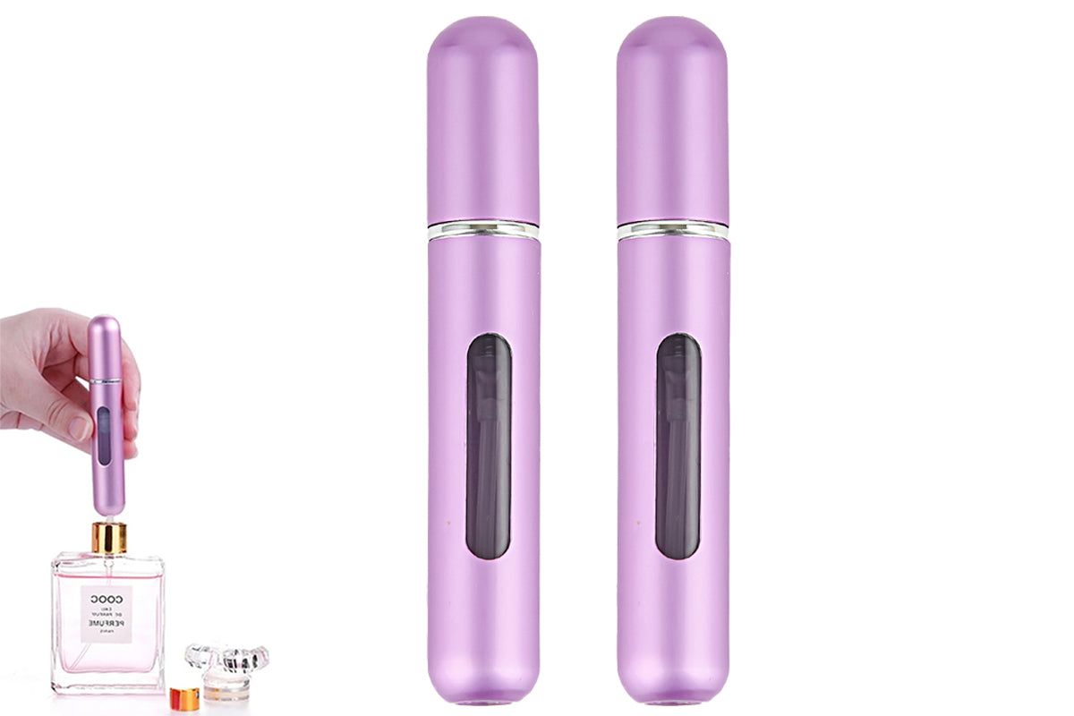 2pcs Mini Perfume Spray Pump 8ML Refillable Bottle Atomizer for Travel Outdoor-Purple