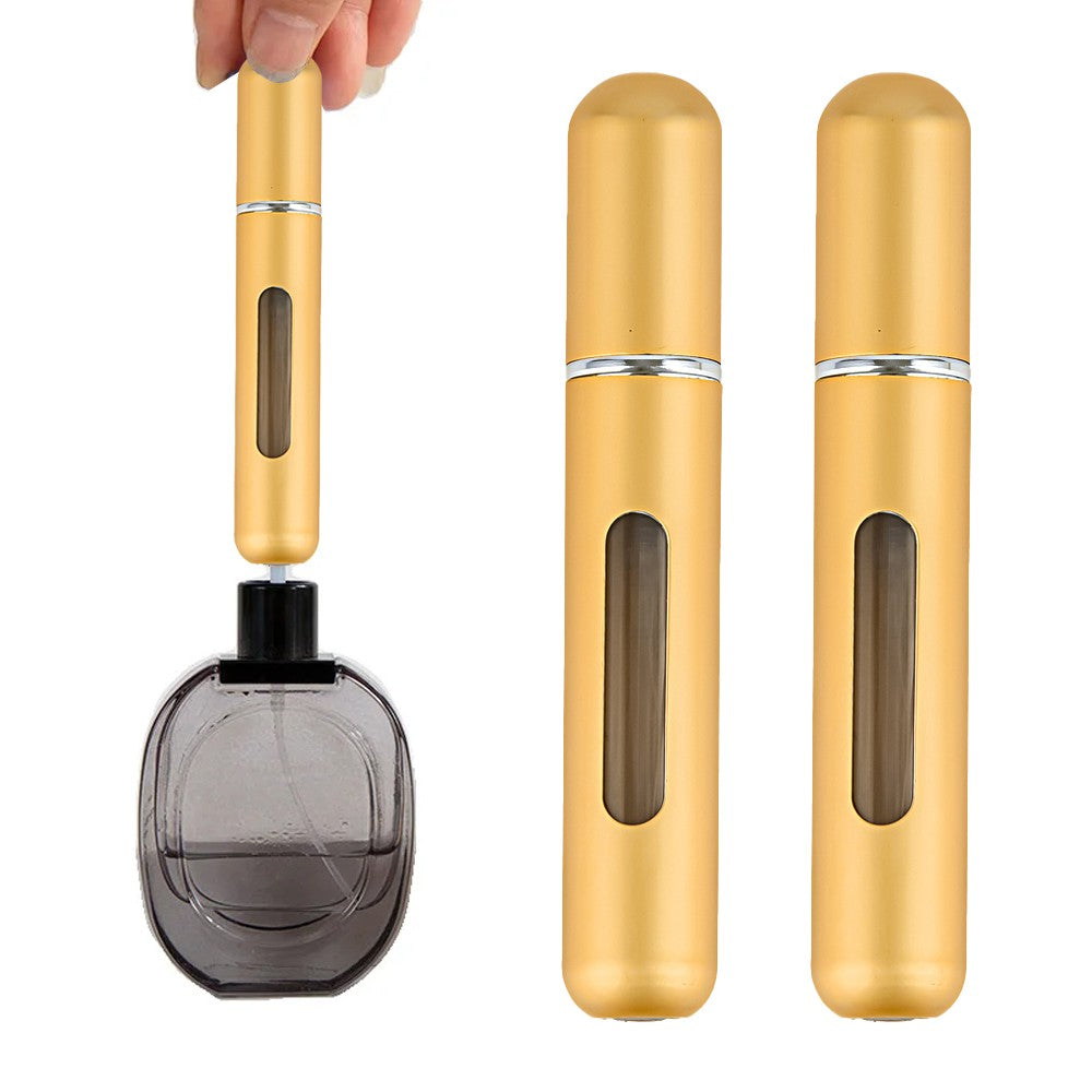 2Pcs 8ML Refillable Perfume Atomisers Travel Mini Empty Spray Bottles - Gold
