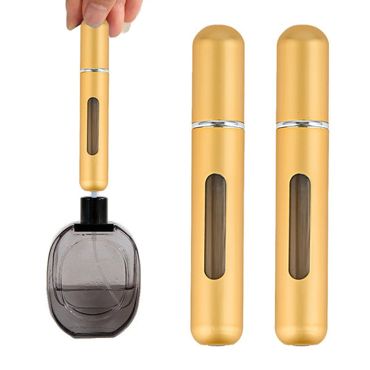 2Pcs 8ML Refillable Perfume Atomisers Travel Mini Empty Spray Bottles - Gold