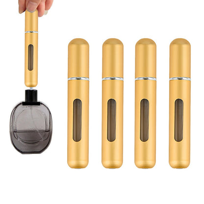 4Pcs 8ML Refillable Perfume Atomisers Travel Mini Empty Spray Bottles - Gold