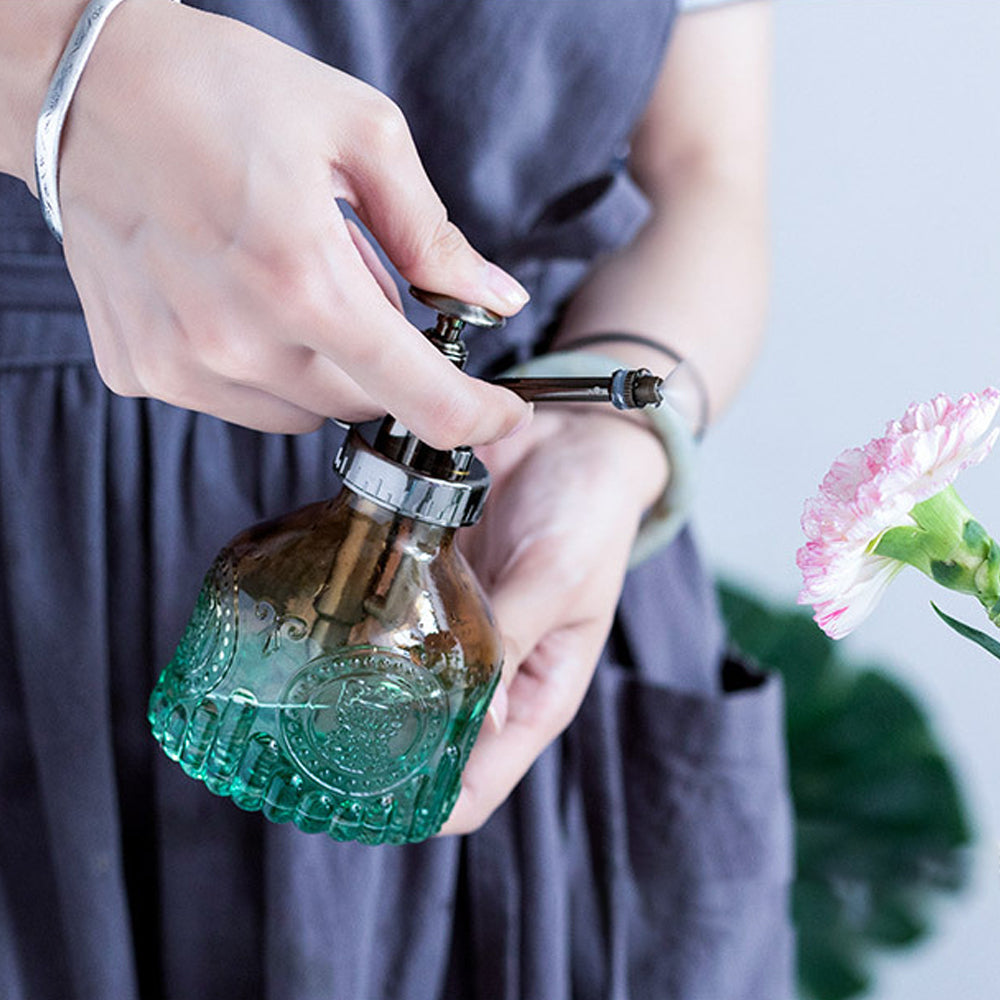 2Pcs 205ML Glass Plant Mister Spray Bottle for Indoor Outdoor House Plant Grey and Green