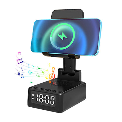4-in-1 Bluetooth Speaker Wireless Charger Alarm Clock Phone Stand