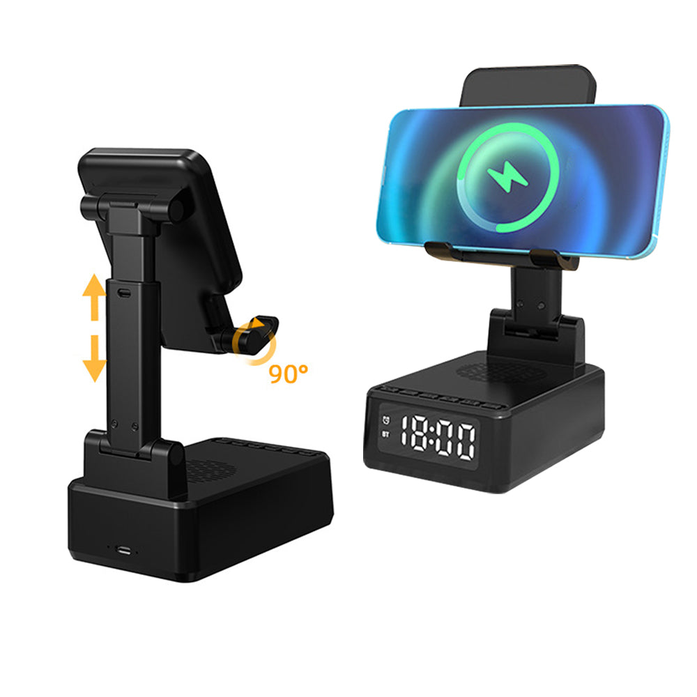 4-in-1 Bluetooth Speaker Wireless Charger Alarm Clock Phone Stand