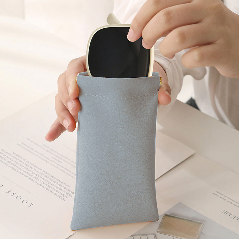 4Pcs Squeeze Top Glasses Pouches Portable Leather Sunglasses Storage Bags Travel Glasses Pouch