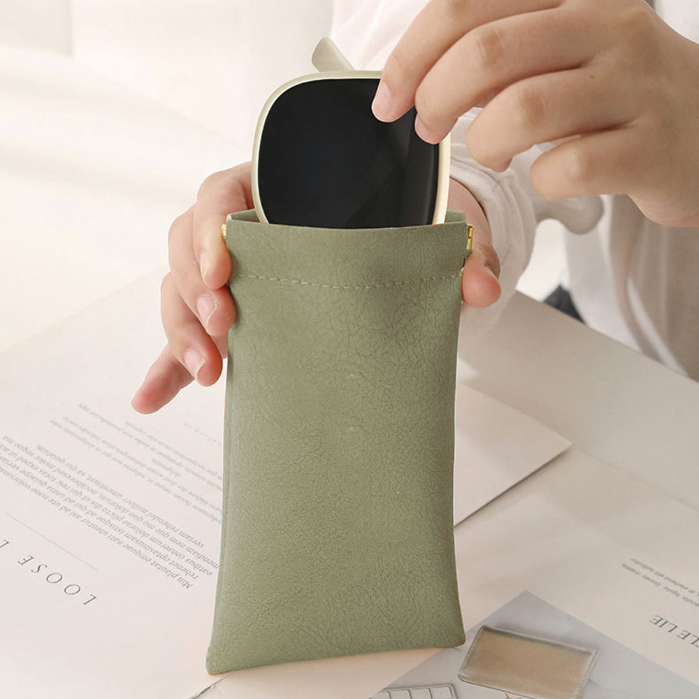 4Pcs Squeeze Top Glasses Pouches Portable Leather Sunglasses Storage Bags Travel Glasses Pouch