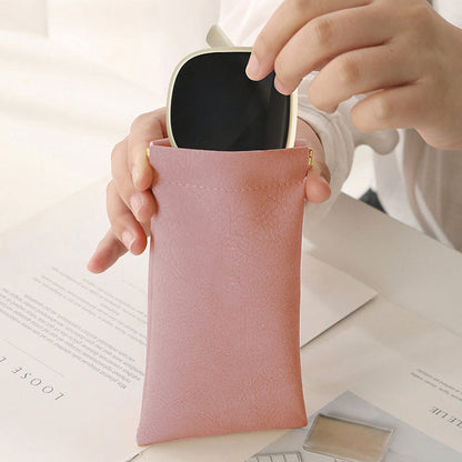 4Pcs Squeeze Top Glasses Pouches Portable Leather Sunglasses Storage Bags Travel Glasses Pouch