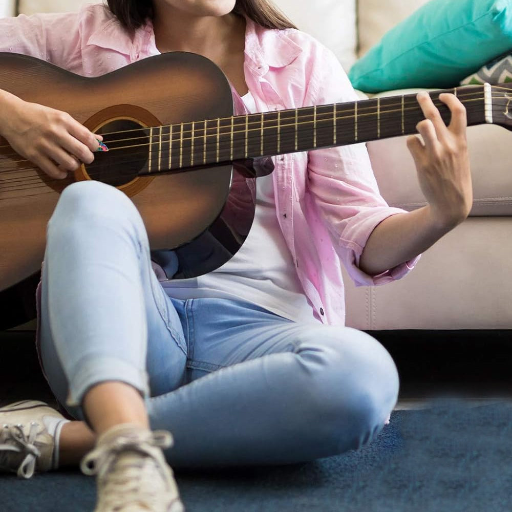 Guitar Picks Holder with 22 Picks Electric Guitar Picks Storage Pouch PU leather Plectrums Bag