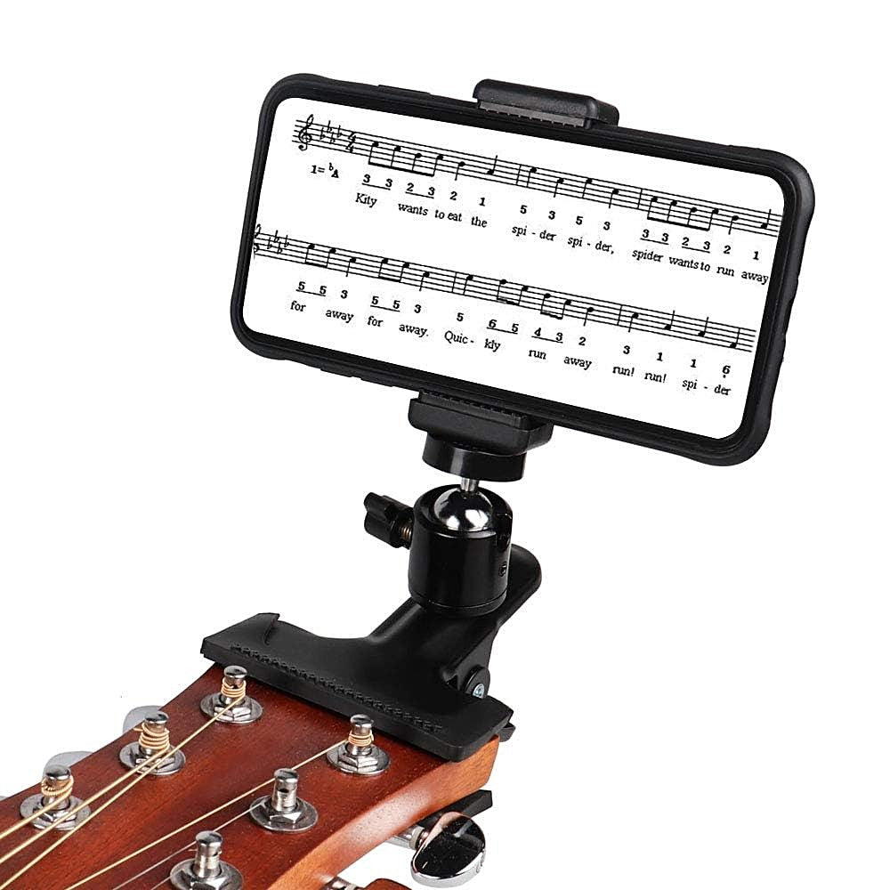 Phone Holder for Guitar Bass Head Practice Live Broadcast Bracket Clip