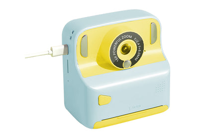 Instant Print Camera Toy with 32GB Memory Card and 5 Rolls Print Paper-Blue