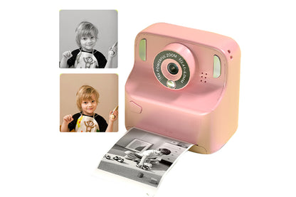 Instant Print Camera Toy with 32GB Memory Card and 5 Rolls Print Paper-Pink