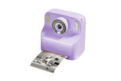 Instant Print Camera Toy with 32GB Memory Card and 5 Rolls Print Paper-Purple
