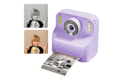 Instant Print Camera Toy with 32GB Memory Card and 5 Rolls Print Paper-Purple