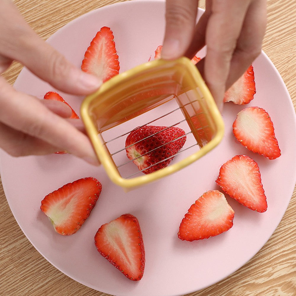 2Pcs Cup Slicers Fruit Slicing Tool Kitchen Gadget - Yellow