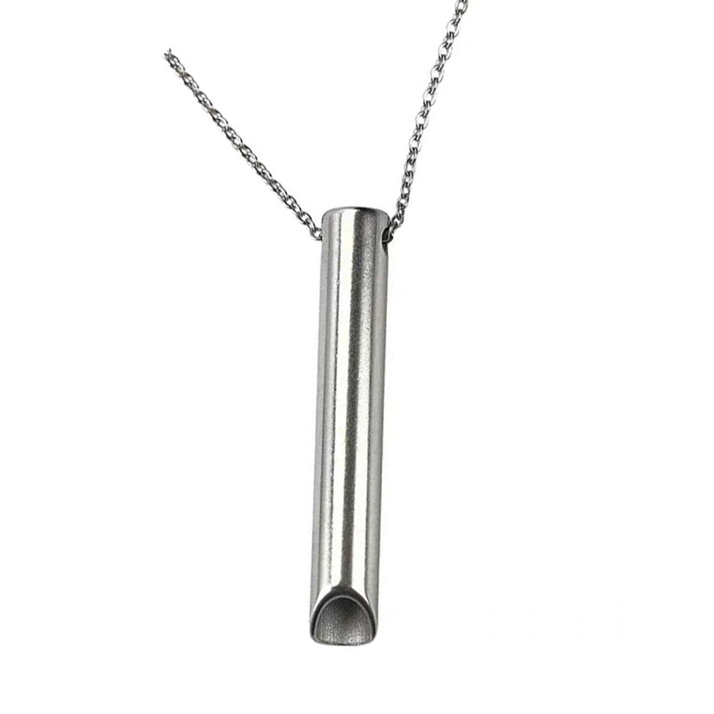 Stainless Steel Meditation Necklace Breathing Necklace Silver