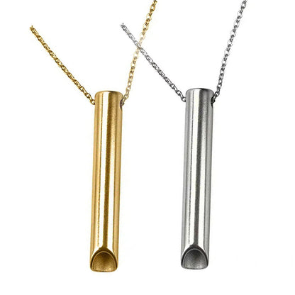 2Pcs Stainless Steel Meditation Necklace Breathing Necklaces Gold and Silver