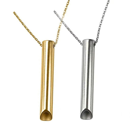 2Pcs Stainless Steel Meditation Necklace Breathing Necklaces Gold and Silver