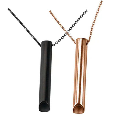 2Pcs Stainless Steel Meditation Necklace Breathing Necklaces Black and Rose Gold