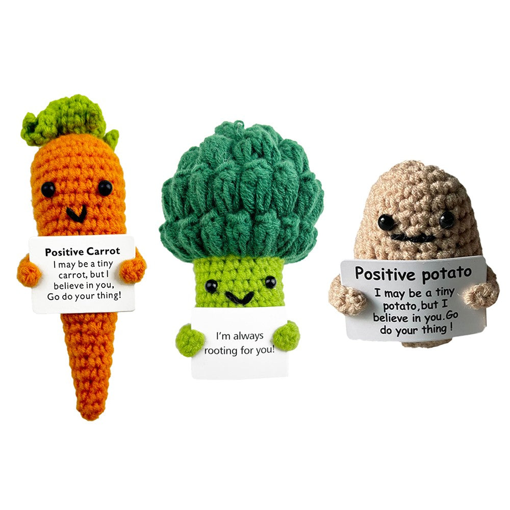 3Pcs Mini Funny Positive Hooking Doll Inspirational Emotional Support Knitting Ornament for Friends Party Style 1