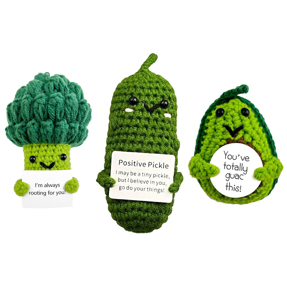 3Pcs Mini Funny Positive hooking Doll Inspirational Emotional Support Knitting Ornament for Friends Party Style 2