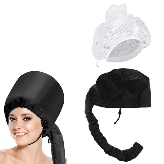 Set of 2Pcs Hair Drying Caps Net Plopping Cap Hair Bonnet with Drawstring