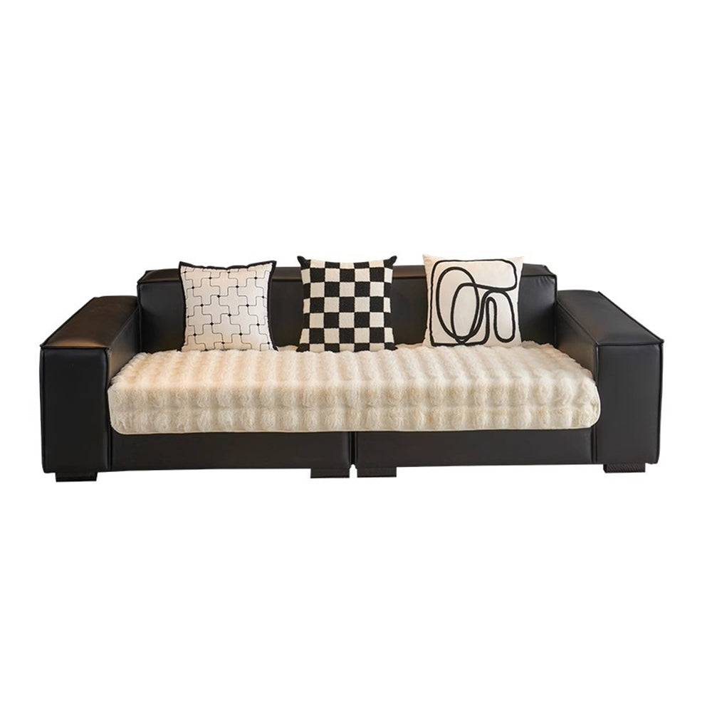 Fuzzy Couch Seat Cover Non Slip Plush Sofa Seat Cover Sofa Furniture Protector Beige