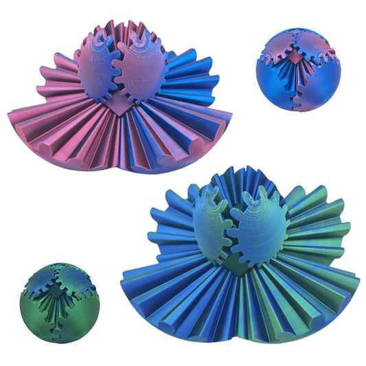 2Pcs 3D Printed Gear Ball Spinner Sphere Cube Fidget Toy for Stress Relief