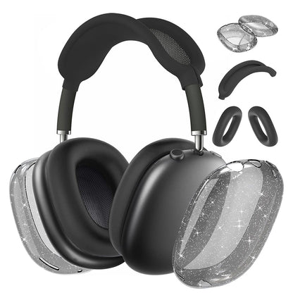 For Apple AirPods Max Headphones Protective Case Clear Silicone Ear Pad Sleeves Full Set Covers Black