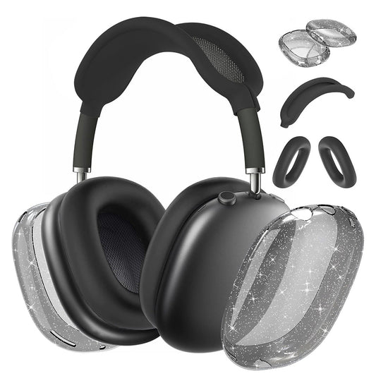 For Apple AirPods Max Headphones Protective Case Clear Silicone Ear Pad Sleeves Full Set Covers Black