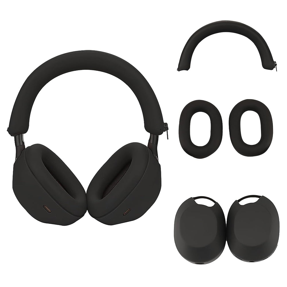 For WH-1000XM5 Headphones Protective Case Silicone Sleeves Full Set Protector Cover Black