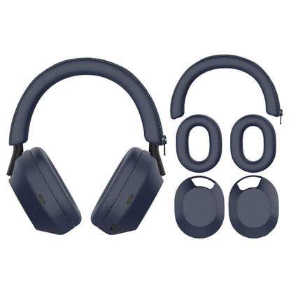 For WH-1000XM5 Headphones Protective Case Silicone Sleeves Full Set Protector Cover Navy