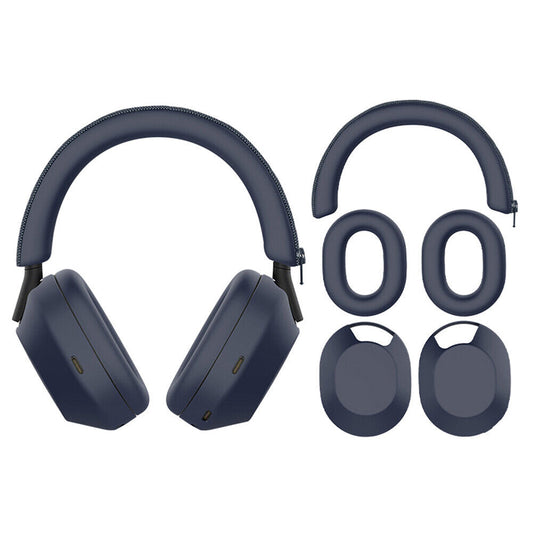 For WH-1000XM5 Headphones Protective Case Silicone Sleeves Full Set Protector Cover Navy