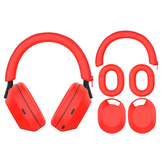 For WH-1000XM5 Headphones Protective Case Silicone Sleeves Full Set Protector Cover Red