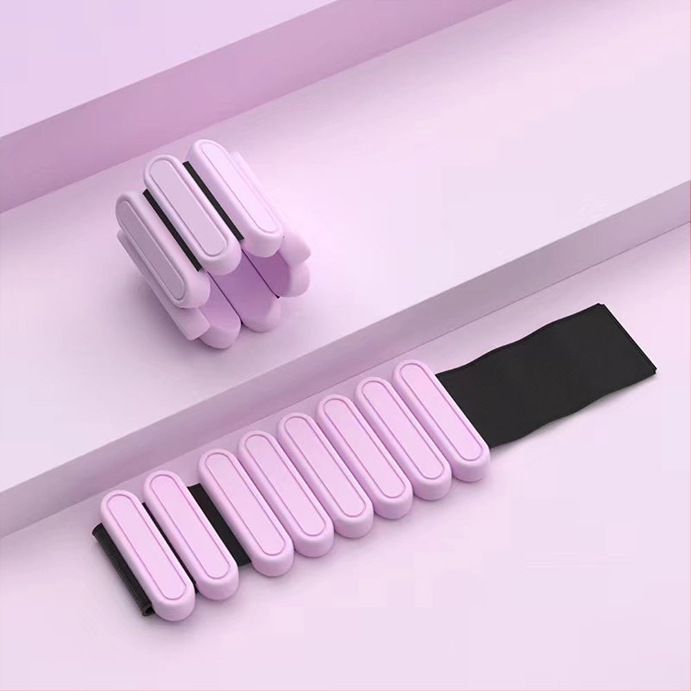 Pair of Adjustable Wrist Ankle Weights Wearable Bangles Silicone Bracelet for Yoga Aerobics Gym Purple