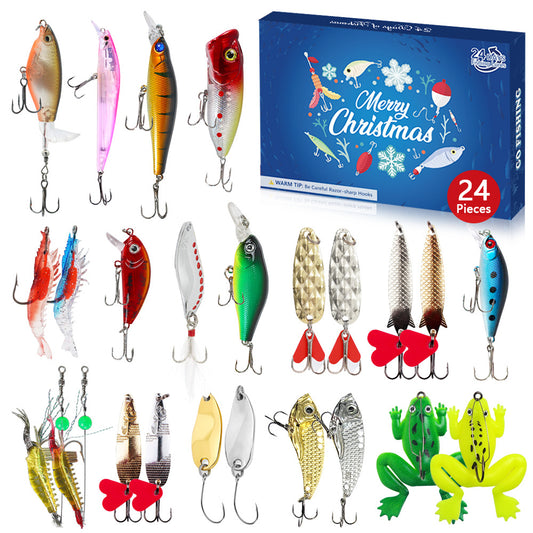 24 Days Fishing Lure Christmas Countdown Calendar Fishing Baits Set Advent Calendar