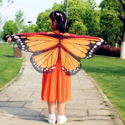 Kids Fairy Butterfly Wing Costume Fancy Dress-up Butterfly Wings Cape for Girls Orange