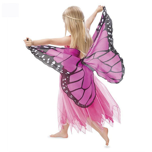 Kids Fairy Butterfly Wing Costume Fancy Dress-up Butterfly Wings Cape for Girls Purple