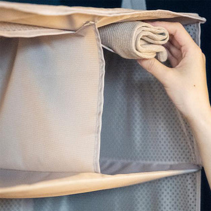 Foldable Storage Shelf Travel Packing Cube Portable Hanging Wardrobe Clothes Organizer Khaki