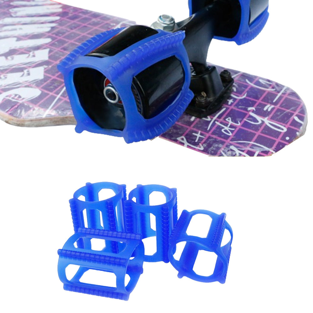 4 Pieces Skater Trick Trainers Silicone Skateboard Wheel Stop Covers  Skater Skill Training Tools Blue