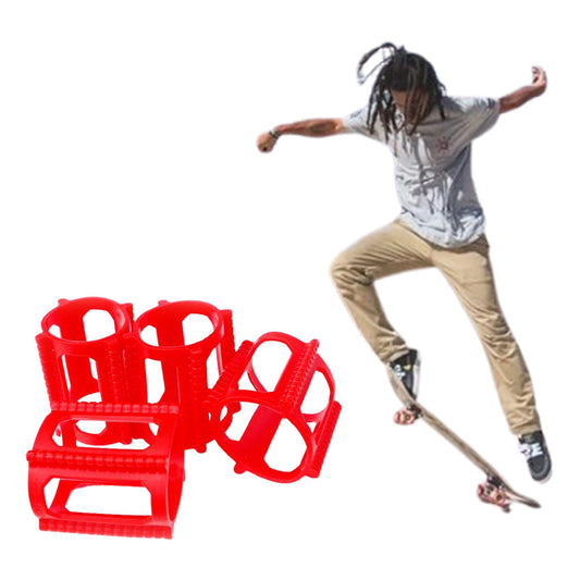4 Pieces Skater Trick Trainers Silicone Skateboard Wheel Stop Covers  Skater Skill Training Tools Red