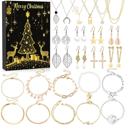 24-Day Jewelry Advent Calendar Bracelets, Necklaces & Earrings Kit Style 2