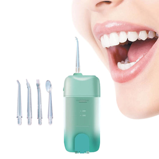 Portable Electric Water Flosser with 200ML Telescopic Tank Travel Oral Irrigator for Teeth Cleaning Green