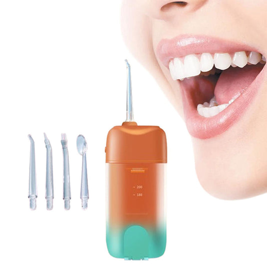 Portable Electric Water Flosser with 200ML Telescopic Tank Travel Oral Irrigator for Teeth Cleaning Orange