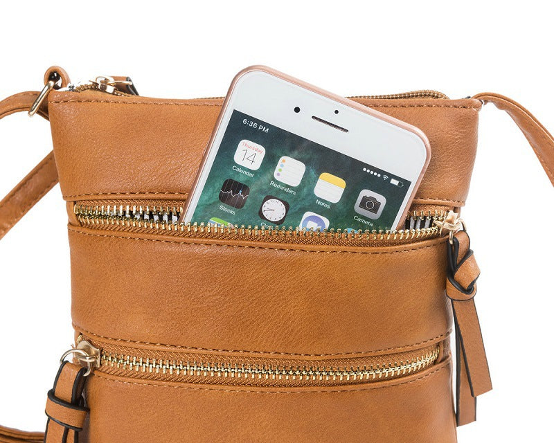 Crossbody Purse Bag for Women Shoulder Bag Multi-Pocket Zipper Purse Brown