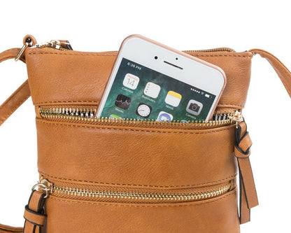 Crossbody Purse Bag for Women Shoulder Bag Multi-Pocket Zipper Purse Brown