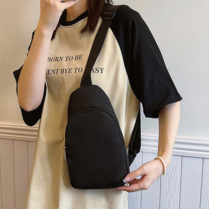 Solid Color Crossbody Bag with Zipper Closure Adjustable Strap Casual Commuting Sling Bag Black