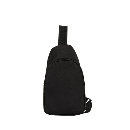 Solid Color Crossbody Bag with Zipper Closure Adjustable Strap Casual Commuting Sling Bag Black