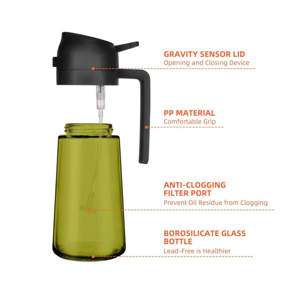 2-in-1 470ml Glass Oil Sprayer Dispenser Kitchen Tool