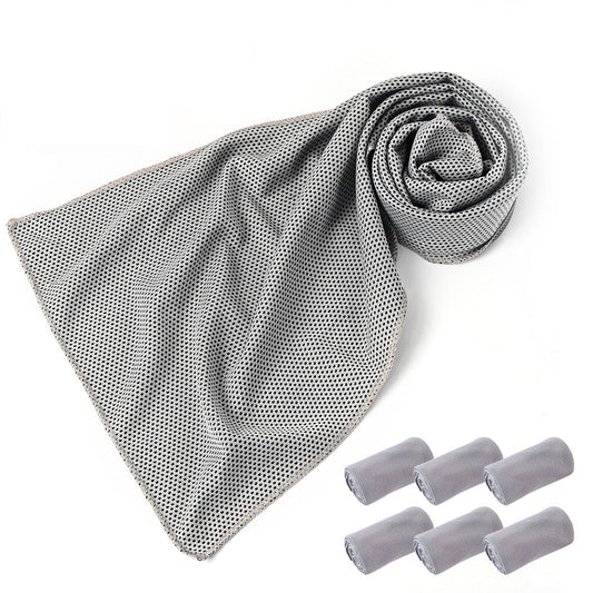 6Pcs Instant Cooling Towel Outdoor Chilly Cool Towel for Cycling Jogging Gym Sports Light Grey