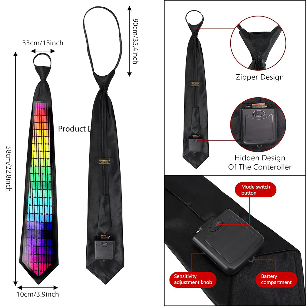 Sound Control Light Up Tie with Follow Music Flash for Birthday Anniversary Style 2